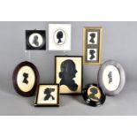 A quantity of portrait silhouettes, including art deco ladies, gentlemen, 19th Century examples etc