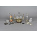 A small quantity of miscellaneous items, including a pair of letter openers with stanhopes and quill