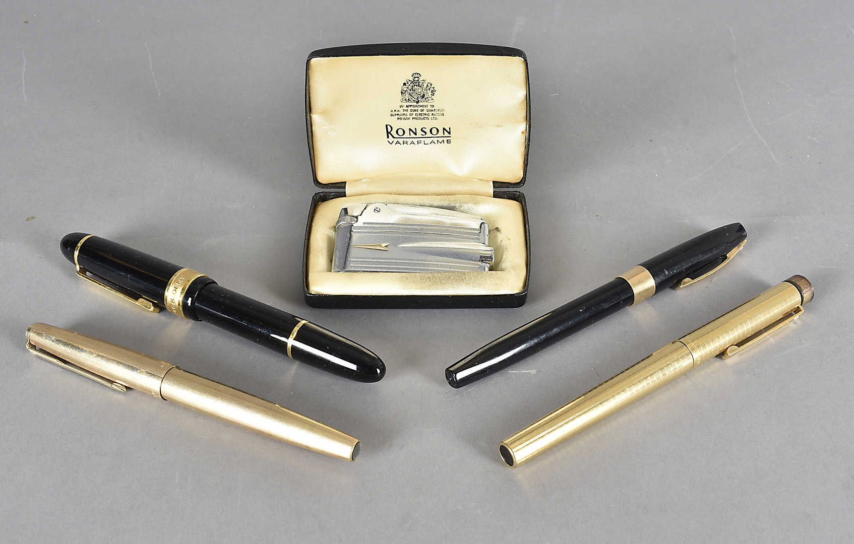 A Stenator President fountain pen, together with a gold plated Parker 61, a Schaefer example with