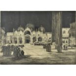 Gwen May, 20th Century, drypoint etching, St Marks Square Venice, signed lower right, 23 cm x 30 cm,