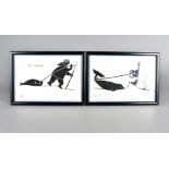 Henry Napartor, pair of signed inuit prints, titled Eskimo Pulling Seal, Eskimo and Beluga, 16 cm