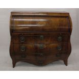 A Dutch 19th Century bombe chest, in flame mahogany with floral and satinwood, boxwood and ebony