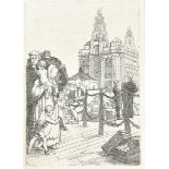 Two Gwen May, 20th Century, drypoint etchings, both of Liverpool, Argyle Street, 28 cm x 20 cm and