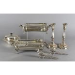 A pair of 19th Century silver plated regimental tureens, lacking lids, with engraved 7th 2nd