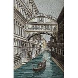 A 20th Century Venetian micro mosaic, depicting a scene of the Bridge of Sighs with gondola