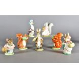 Seven Beatrix Potter Beswick figures, including Benjamin ate a lettuce leaf, Squirrel Nutkin etc