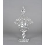 A 19th Century cut glass bon bon dish and cover, the bowl having drop cut flange rim supported on