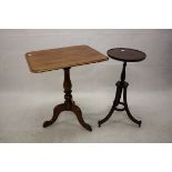 A 19th Century rectangular top tripod table, 75 cm high together with a circular topped occasional