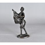 An African bronze figure, modelled as a male possibly carrying a musical instrument, unmarked,