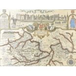 A 14th Century later coloured map of Berkshire, dated 1350 and 1387, with decorative Windsor