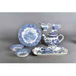 A Balem China Co blue and white ceramic tea and dinner service, English Village pattern,