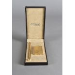 A gold plated S J Dupont lighter and biro, in fitted case, marked to pen and lighter, 17 cm