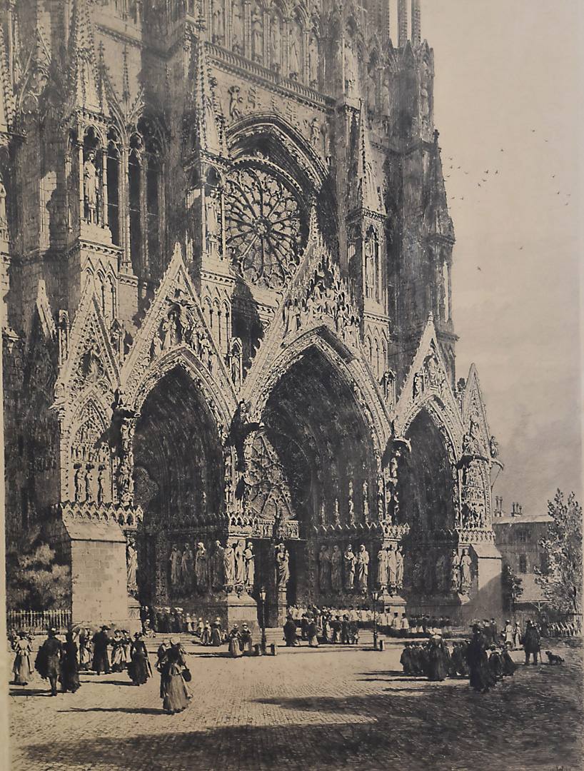 A set of four A H Haig etchings, of continental cathedrals, two of interior scenes, one of the