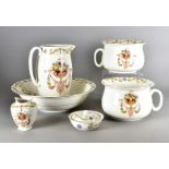 A James Kent Ltd Fenton Pottery wash set, transfer printed with fruit and swag design heightened
