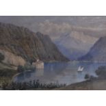 19th Century, Continental School, watercolour, Lake Constance or similar, framed and glazed, 23 cm x