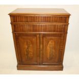 An Edwardian biedermeier cabinet, with satinwood stringing converted to a music cabinet, with hinged