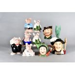 A collection of Wade Natwest Pigs, two large character jugs, Beswick example and two Sylvac items