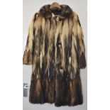 A 'Fitch' fur three quarter length ladies coat, by 'Debenham & Freebody' no label to lining, size