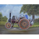 Jean Gawley, 21st Century, oil on canvas, traction engine initialled and dated 05 lower left, 39