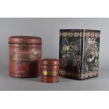 Three early 20th Century tins, including a large tea example by Hudson Scott & Sons, Carlisle, a red