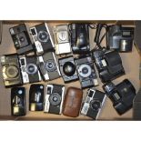 A Tray of Olympus Compact Cameras, to including Olympus LT-1, 35 RC, mju II, 35 RC and more.