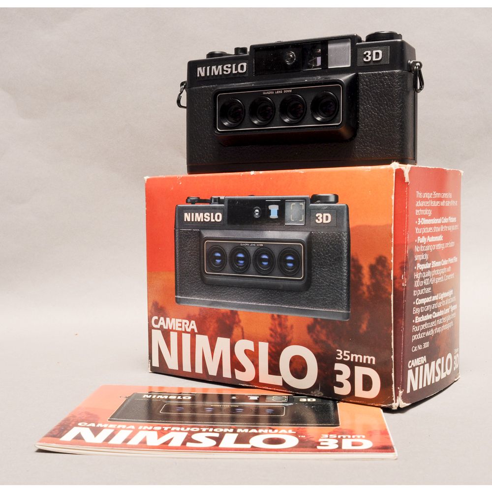 Nimslo 3D Camera, 30mm Quadra lenses, in manufacturer's packaging together with instruction manual