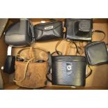 A Tray of Cameras Optical Items, including a Zenit E SLR, a Canon Zoom XL, a pair of Negretti &