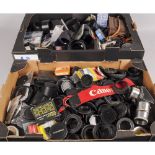 Two Trays of Camera Accessories, hoods, filters, cases, straps and more