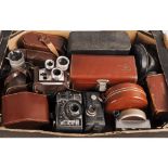 A Tray of Cine Cameras, including Bolex, Kodak Brownie and others, nearly all examples in maker's