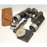 Leitz Binoculars, a pair of 6x42, together with a late Hilger and Watts Abney Clinometer and a
