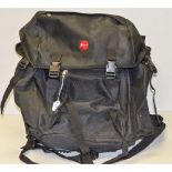 Leica Backpack, black fabric backpack with large main compartment, mutiple zip pockets and built
