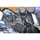 Camera Accessories, including various lens cases, Vivitar extension tubes, flash sync cables,
