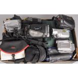 A Tray of Camcorders, including a Sony DCR-HC40E, Panasonic NV-GS80, Canon MXV330i and some other