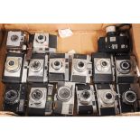 A Tray of 35mm Cameras, maufacturers including Voigtländer, Kodak, Agfa and others