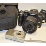 Digital Cameras, a Panasonic Lumix G10 with 14-42 f/3.5-5.6 together with a Canon Ixus 70