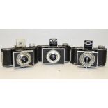 Kodak Bantam Folding Strut Cameras, three examples, Anastigmat 47mm f/4.5