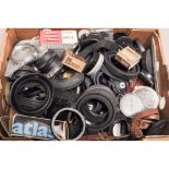 A Tray of Lens Hoods Filters and Camera Accessories, various manufacturers including Canon and Nikon