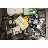 A Tray of Camera Related Accessories, including flash units, adapters, filters and much more