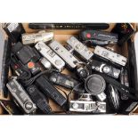 A Tray of 35mm Compact Cameras, including a Rollei B35 & 35 LED, Olympus XA2, Olympus 35 ECR,