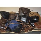 A Tray of Camera Cases and Straps, manufacturers including, Leica, Rolleiflex, Canon Pentax and