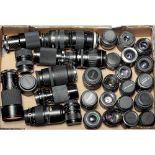 A Tray of Lenses, zoom and prime examples includingd, manufacturers including Canon, Nikon, Sigma