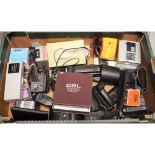 A Tray of Camera Related Accessories, including flash units, power winder, light meters and more