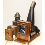 A Pair of Wooden Enlargers, A Tella Camera Co. and a Sanderson Enlarger complete with film holder