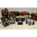 A Tray of Various Cameras, various formats and manufacturers including a Delmonta TLR, GB-Kershaw