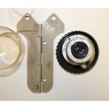 Leitz Lens, 5cm Elmar 'red scale' f/3.5 no. 1049044 screw mount, body G, optics F, some dust,