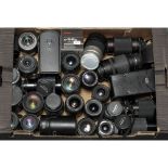 A Tray of Lenses, manufacturers including Canon, Nikon, Tamron and Minolta