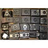 A Tray of Box Cameras, various Brownie models and manufacturers