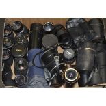 A Tray of Lenses, a quantity from manufacturer's including Tamron, Vivatar and Sigma,