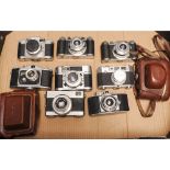 A Tray of Rangefinder Cameras, manufacturers including Paxette, Edinex, Balda and others