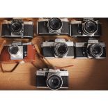 Seven Praktica Cameras, including Praktica Super TL, Praktica Super TL1000N and others